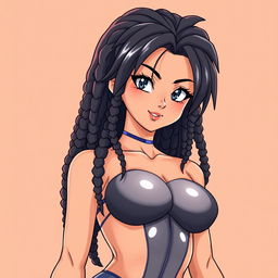 Create a 90's style anime image in the Toyotaro style with a retro anime effect, featuring a Saiyan woman