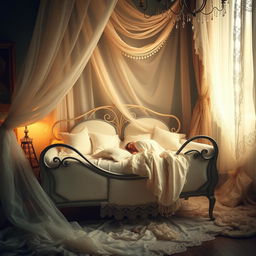 Create an image capturing a soft and romantic boudoir scene