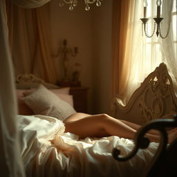 Create an image capturing a soft and romantic boudoir scene