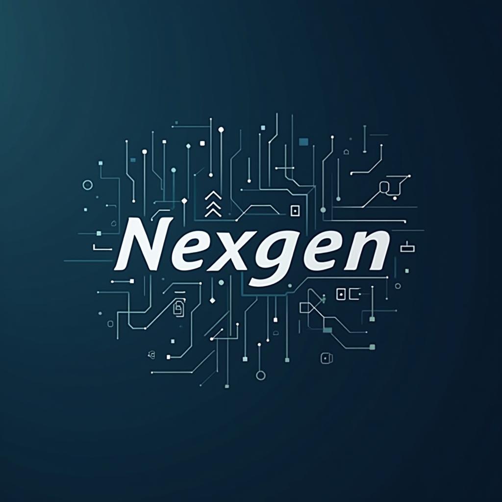 A clean and modern technology-themed image featuring 'Nexgen' with sleek lines, abstract shapes, and a minimalistic color palette, evoking innovation and advancement