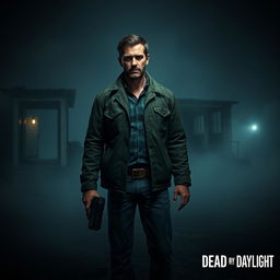 Miles Upshur, the investigative journalist from the horror game Outlast, is depicted in the eerie and suspenseful environment of Dead by Daylight