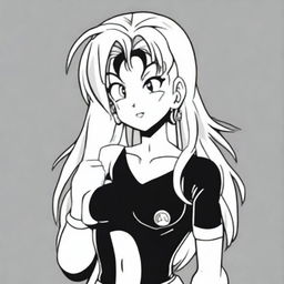 Create a 90's style anime image in the Toyotaro style with a retro anime effect, featuring a Saiyan woman