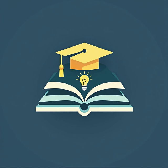 Design a professional and clean logo for a school website's information section, using symbols like an open book, graduation cap, or light bulb, with a color scheme in typical school colors