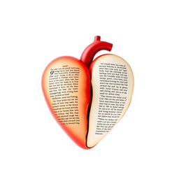 A heart where one half is transformed into a book