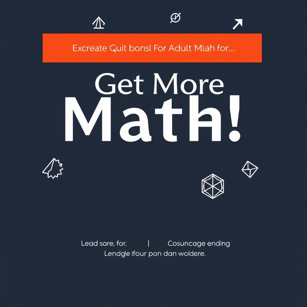 Create a book cover for an adult math learning book with a professional and clean design