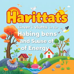 A cover image for a science textbook for hearing-impaired elementary school students about the habitats of living beings and sources of energy