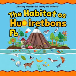 A cover image for a science textbook for hearing-impaired elementary school students about the habitats of living beings and sources of energy