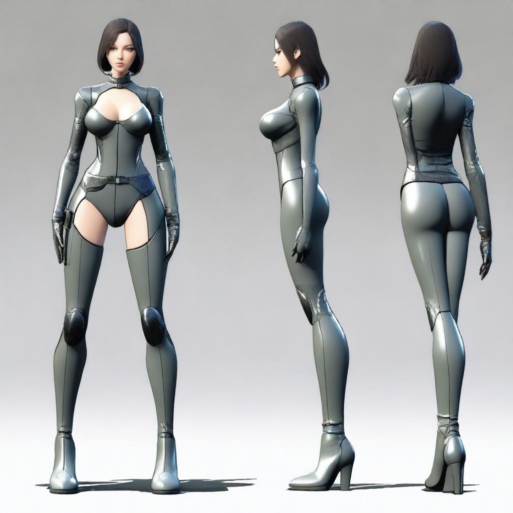 Create an image of a female character inspired by Kenichi Tachibana's style, similar to Michelle K