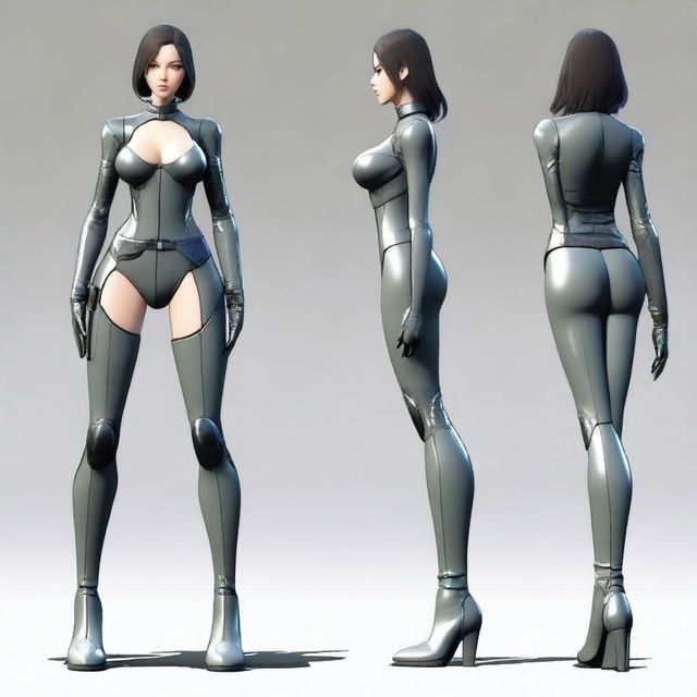 Create an image of a female character inspired by Kenichi Tachibana's style, similar to Michelle K