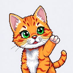 Create a detailed pixel art image of a cute cat