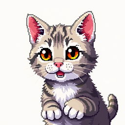 Create a detailed pixel art image of a cute cat