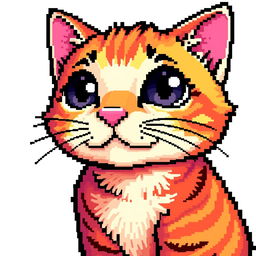 Create a detailed pixel art image of a cute cat