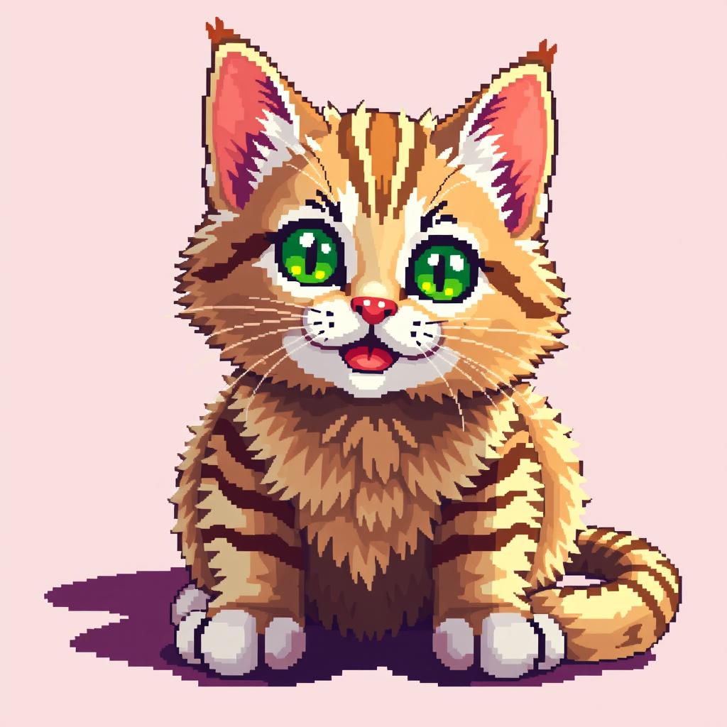 Create a detailed pixel art image of a full-body cat