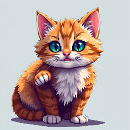 Create a detailed pixel art image of a full-body cat