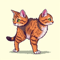 Create a detailed 8-bit pixel art image of a full-body cat walking from a side view