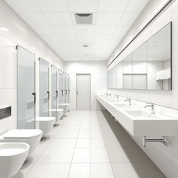 Create an image of a modern style restroom in a college