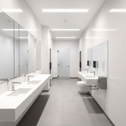 Create an image of a modern style restroom in a college