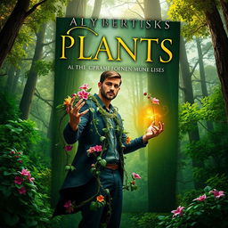 A captivating book cover featuring a man with the extraordinary ability to control plants