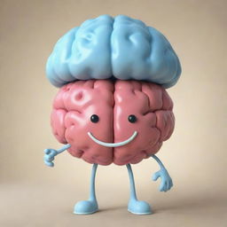 A whimsical image of a brain with human-like legs, adorned with a nurse's cap, expressing a wide, friendly smile.