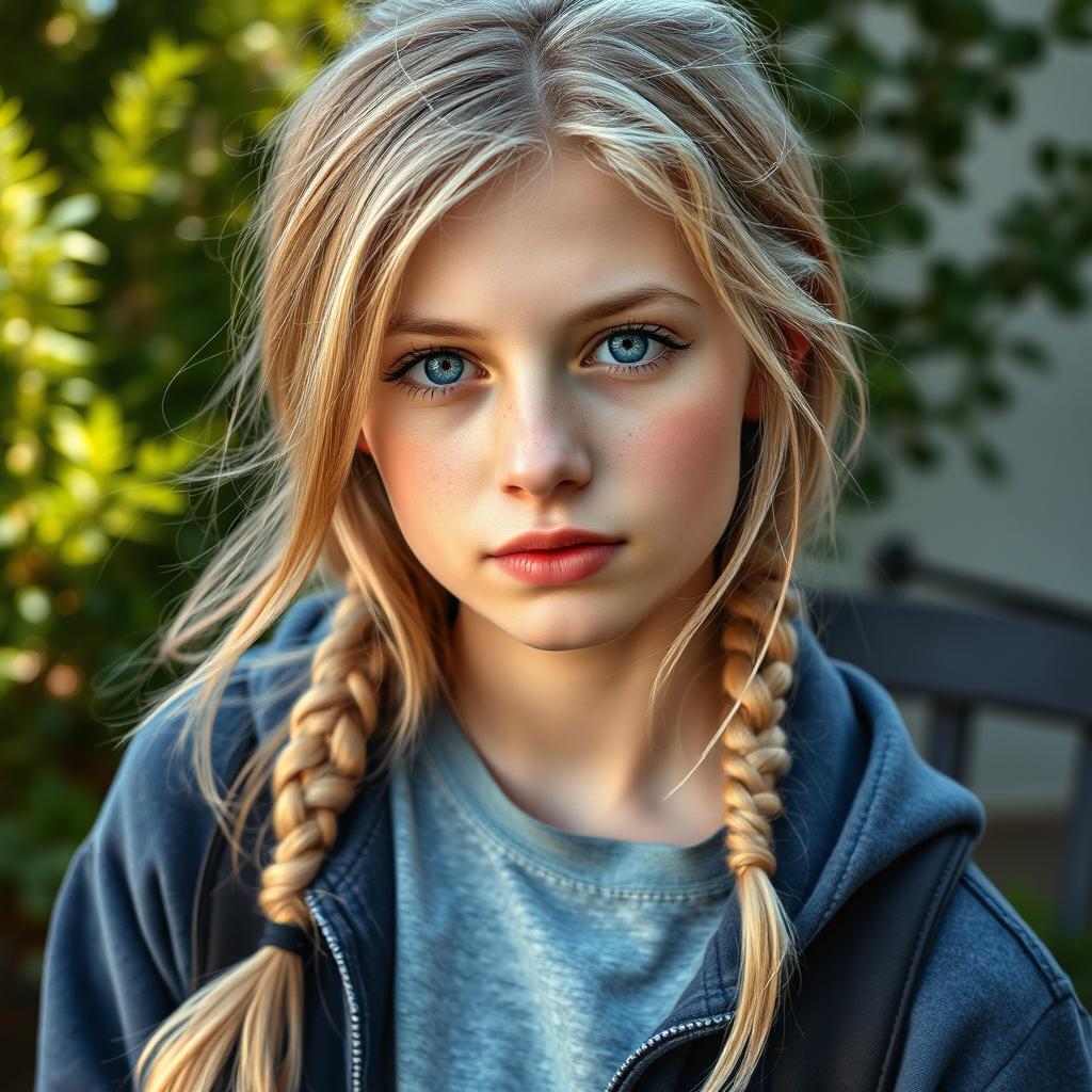 A realistic portrait of an 18-year-old German girl with natural lighting