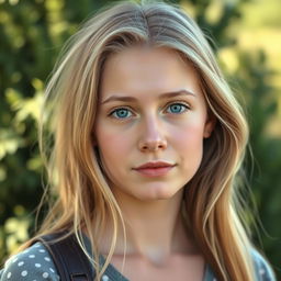 A realistic portrait of an 18-year-old German girl with natural lighting