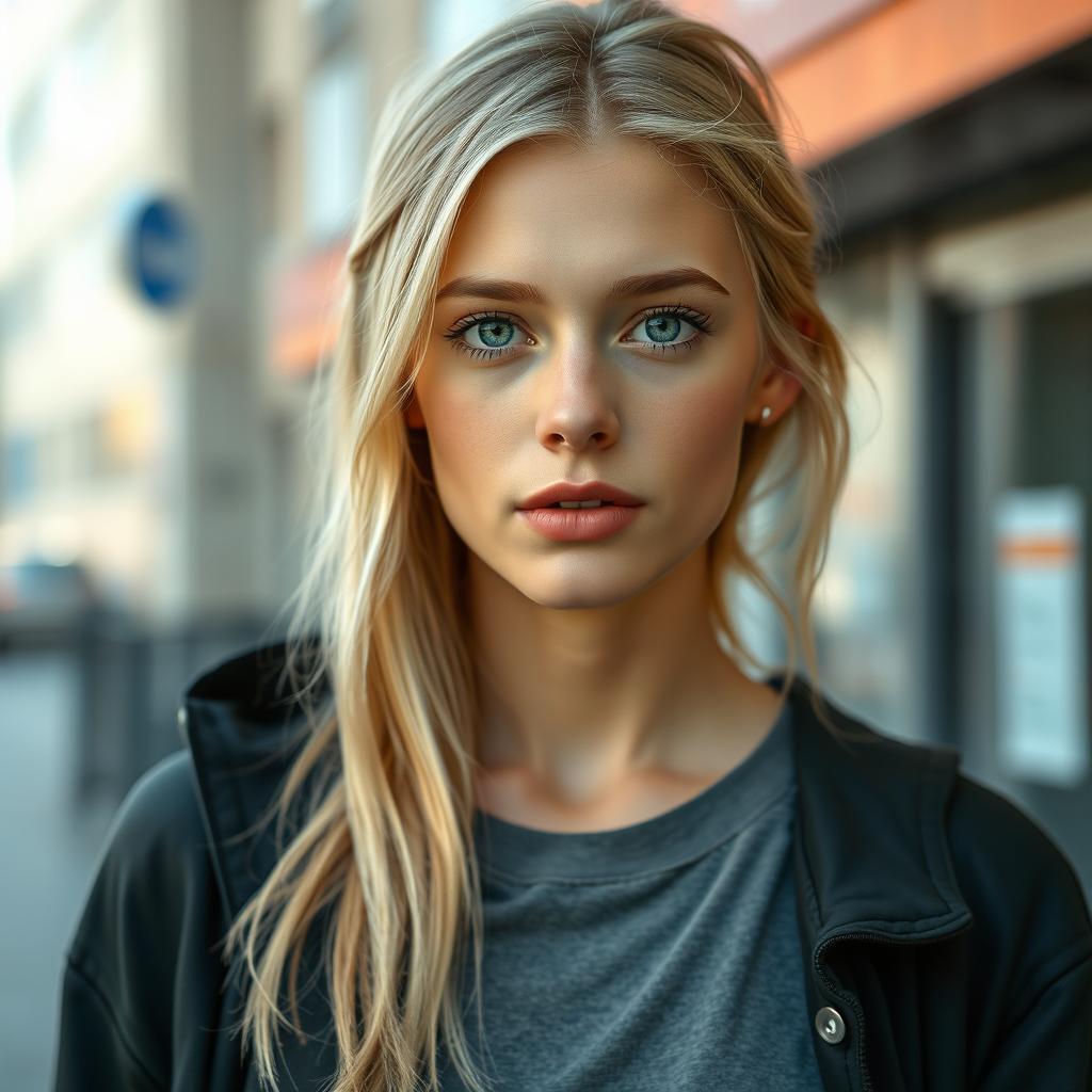 A realistic portrait of a 20-year-old German woman with natural lighting