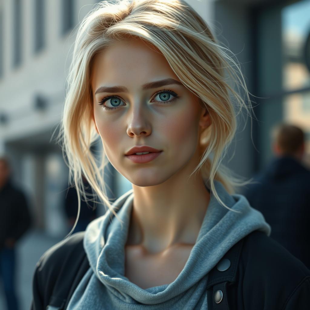 A realistic portrait of a 20-year-old German woman with natural lighting