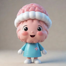 An endearing image of a cute brain character dressed in a traditional nurse's outfit, radiating an aura of kindness and compassion.