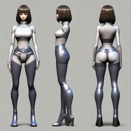 Create an image of a female character inspired by Kenichi Tachibana's style, resembling Michelle K