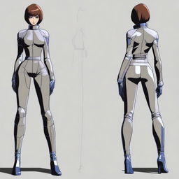 Create an image of a female character inspired by Kenichi Tachibana's style, resembling Michelle K