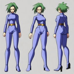 Create an image of a Saiyan woman in Kenichi Tachibana's style, inspired by the appearance of Michelle K