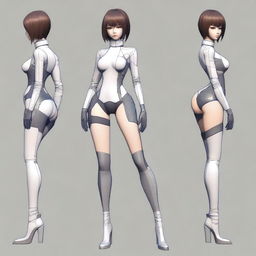 Create an image of a female character inspired by Kenichi Tachibana's style, resembling Michelle K