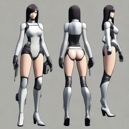 Create an image of a female character inspired by Kenichi Tachibana's style, resembling Michelle K