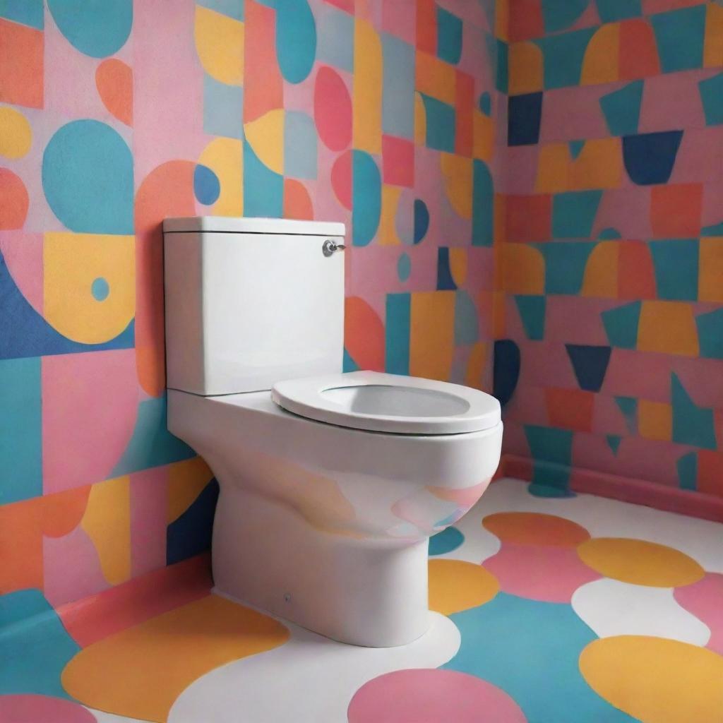 A whimsical toilet design inspired by the energetic dance and pop culture phenomenon, 'Skibidi'. Incorporate vibrant colors, wacky shapes and maybe even a few dance motifs.