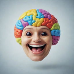 An inspiring representation of a brain exuding a lively smile, symbolizing psychosocial care and mental well-being.