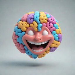 An inspiring representation of a brain exuding a lively smile, symbolizing psychosocial care and mental well-being.