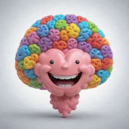 An inspiring representation of a brain exuding a lively smile, symbolizing psychosocial care and mental well-being.