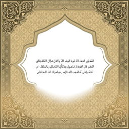 An Islamic-themed background image with a designated blank space or cartouche for text