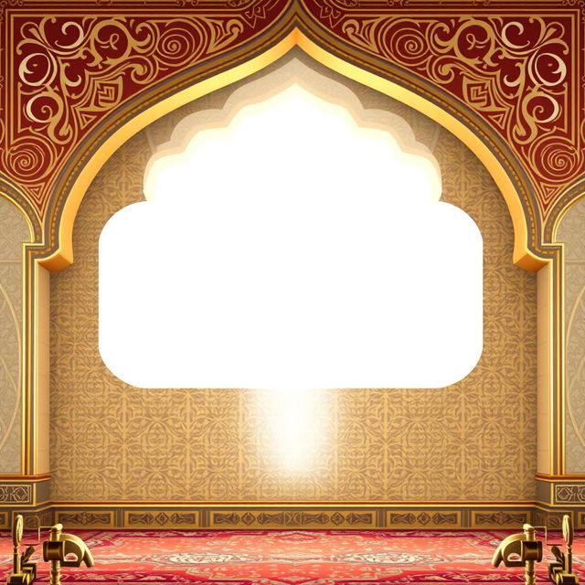 An Islamic-themed background image with a designated blank space or cartouche for text