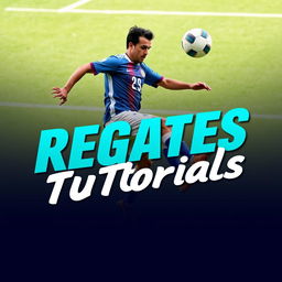 Una miniatura en formato 9:16 para un video que trata sobre regates y tutoriales de fútbol