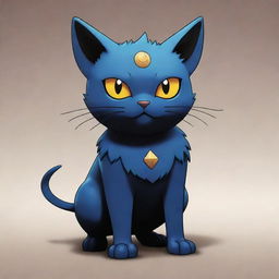 A Pokemon styled like a cat, influenced by the characteristics of Hades, the Greek god of the underworld, designed in the RS Bixby art style.