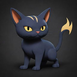 A Pokemon styled like a cat, influenced by the characteristics of Hades, the Greek god of the underworld, designed in the RS Bixby art style.