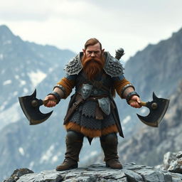 A photo realistic image of a mountain dwarf who is a young adult male