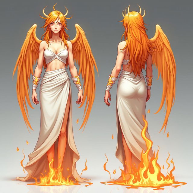 Image of Ardantal, a fire god with an angelic and semi-realistic anime style