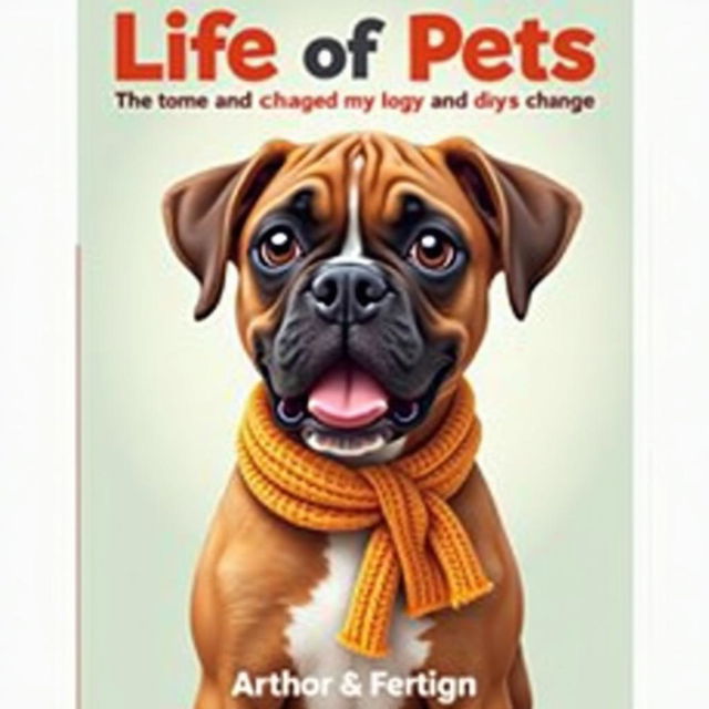 Book cover featuring a Boxer dog with a colorful scarf, titled 'Life of Pets