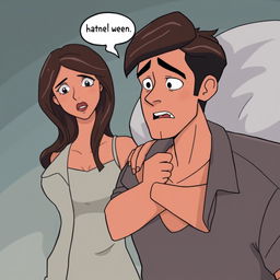 An animated image of a man experiencing a relapse due to a woman