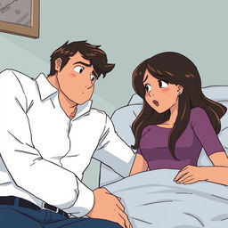 An animated image of a man experiencing a relapse due to a woman