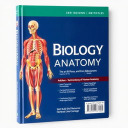 A detailed and educational book cover for a biology textbook focused on human anatomy