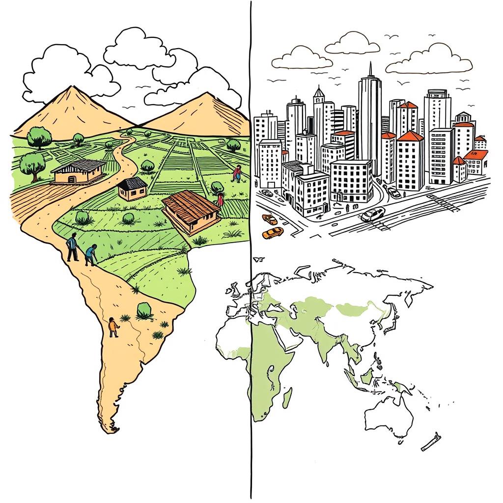 Crie um desenho que retrate a desigualdade tanto no interior dos países quanto entre diferentes países