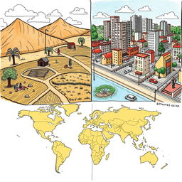 Crie um desenho que retrate a desigualdade tanto no interior dos países quanto entre diferentes países